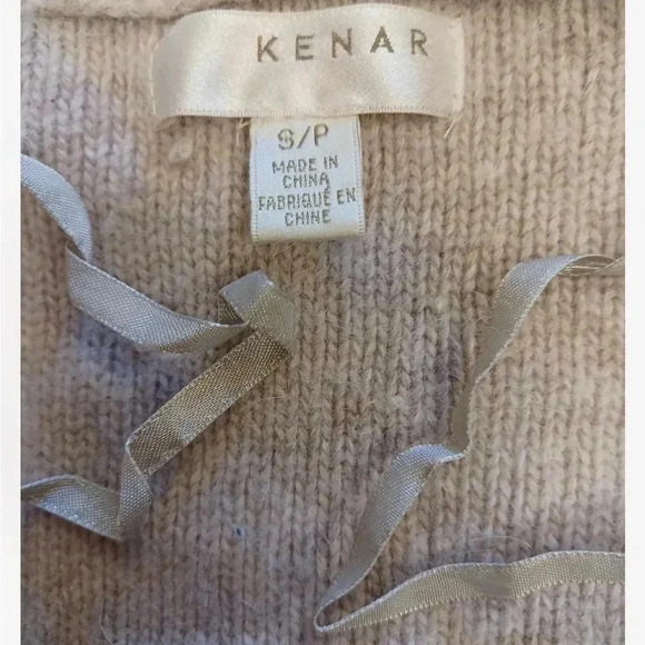 Kenar Angora Rabbit Hair Blend Oatmeal Ooen Cardigan Size Small - Picture 5 of 7
